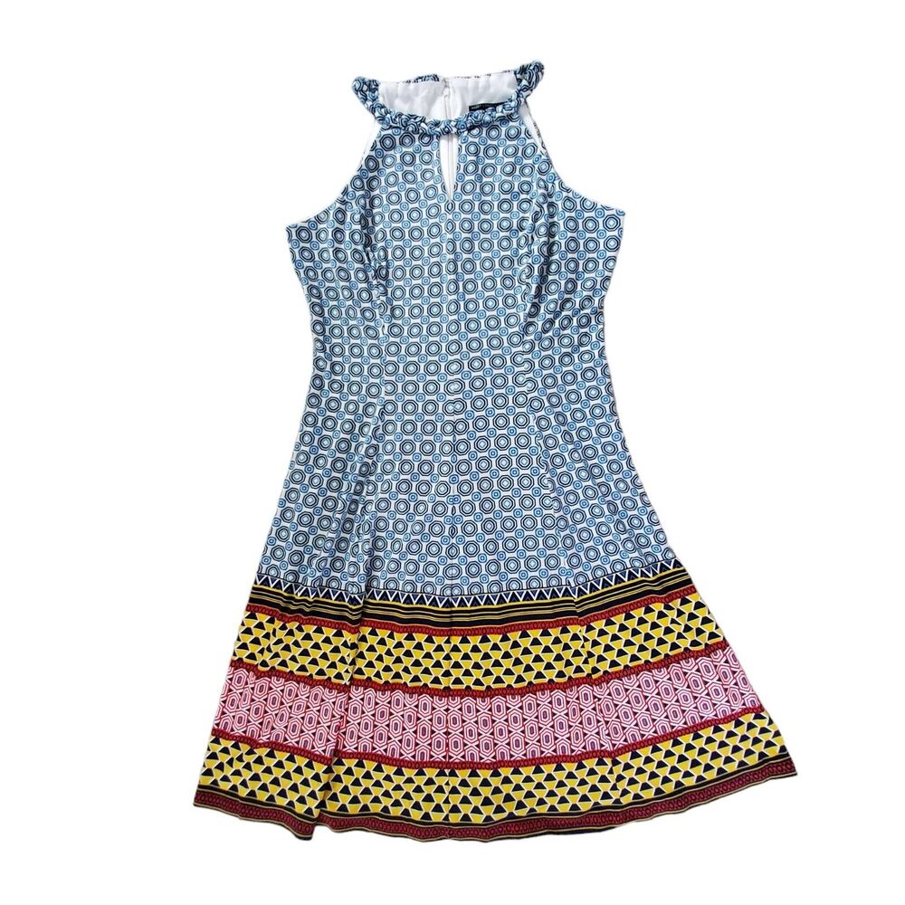 Maggy London Cyndie Colorful Jersey Midi Dress Size 6 Halter Top Keyhole
